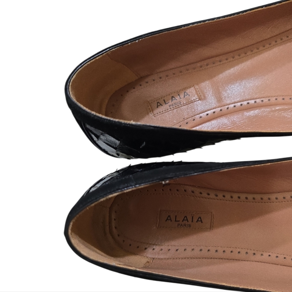 Alaia Paris Black Python Snake Leather Ballet Fla… - image 4